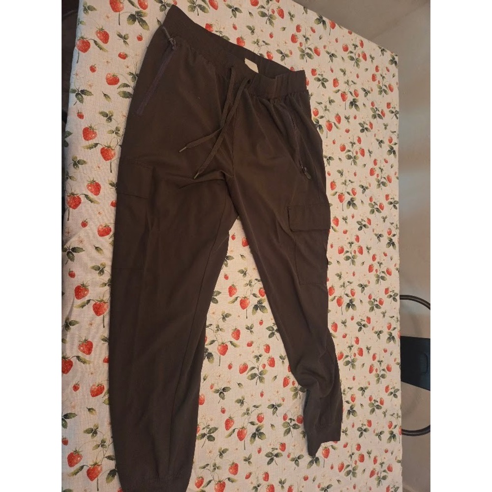 Libin Womens Cargo Joggers Pants Brown Elastic Waist Drawstring Size L